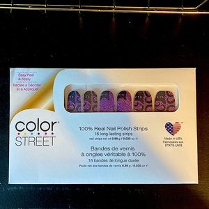 Color Street: Purple Glitter Black Cat Halloween Nail Polish Strips, 16 Strips